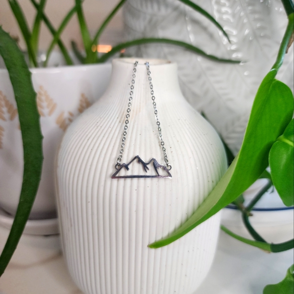 MARIE AUVI stainless steel mountain pendant  necklace
